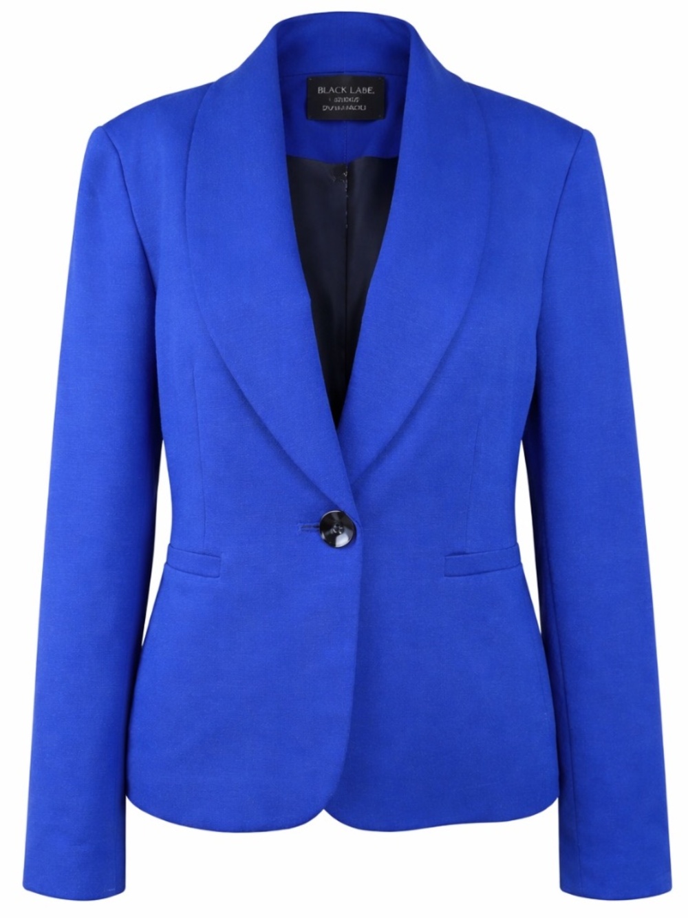 Cobalt Blue Blazer Size 6 One Button Jacket, Black Label